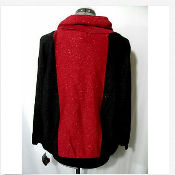 Nwt STYLE&CO. Cowl Sweater Top M Red Black panels - Picture 5 of 5